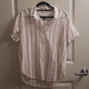 Madewell-Style Striped Short Sleeved Button Up